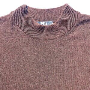 Fiii Men’s VTG Lightweight Mock Turtleneck Sweater XL Brown, Cotton/Rayon Italy